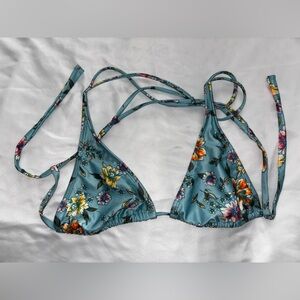 Ron Jon Blue Floral Triangle Bikini Top Size MEDIUM